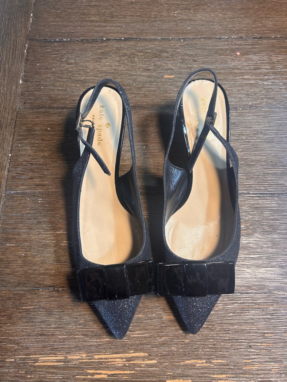 Kate spade glitter slingback glitter bow pumps size 8.5
